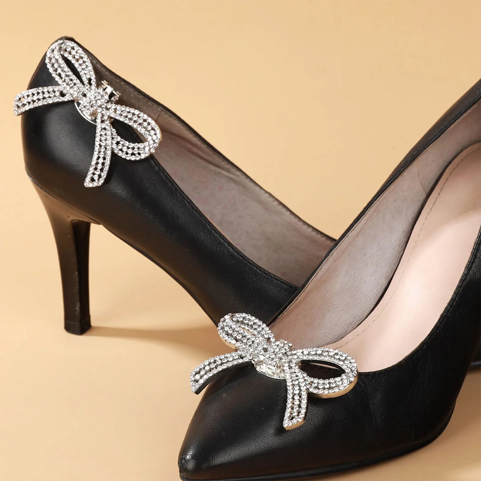 1PC Bowknot Detachable Rhinestone Shoe Buckle Shoe DIY Decoration Accessories High Heels Metal Decoration Buckle Qme Silver