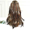Synthetic Braided Cord Boho Feather Headpiece Vibrant Orange Plumage Adjustable Slide Bead Tribal Hair Extension Secure Fit Band Qme Original Color