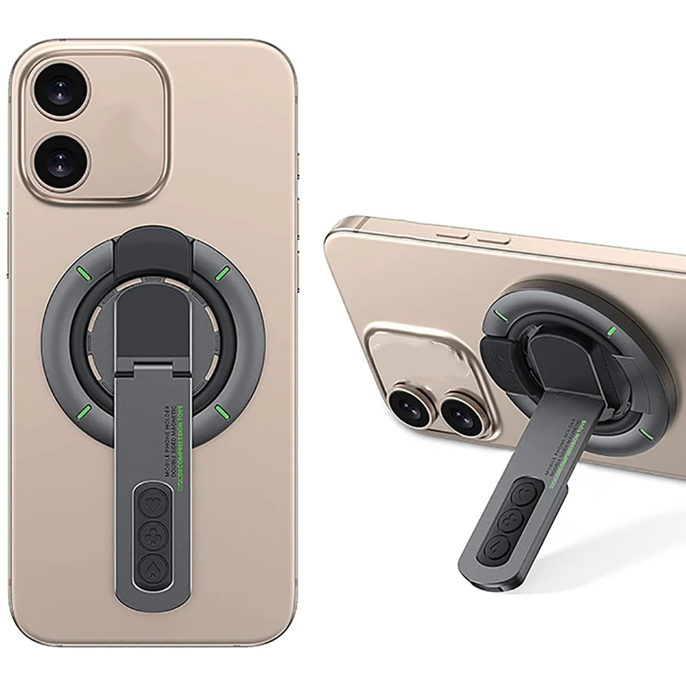 Double-sided Magnetic Phone Holder Rotating Desk Mobile Phone Grip Stand For iPhone 17 16 Multi-Function Finger Ring Bracket Qme