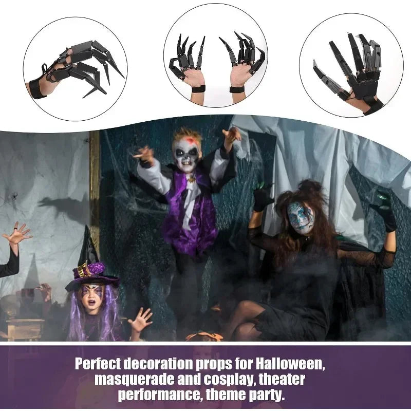 Halloween Articulated Fingers Fake Fingers Scary Skeleton Hand Cosplay Finger Glove Realistic Horror Ghost Claw Prop Party Decor Qme