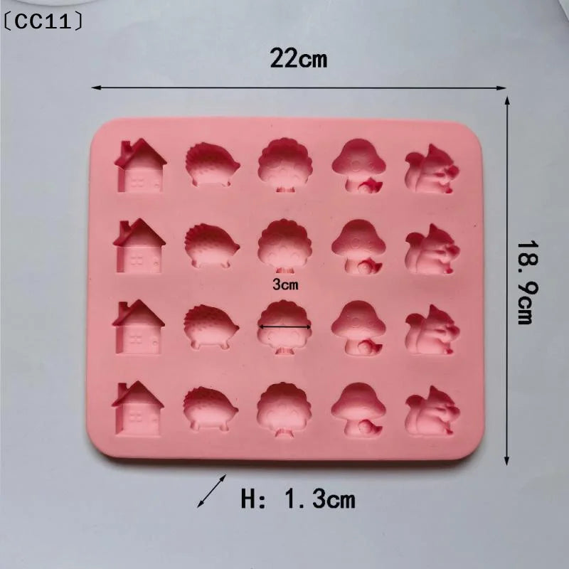 Chocolate Silicone Baking Mold Mushroom Hedgehog Squirrel House Soap Qme