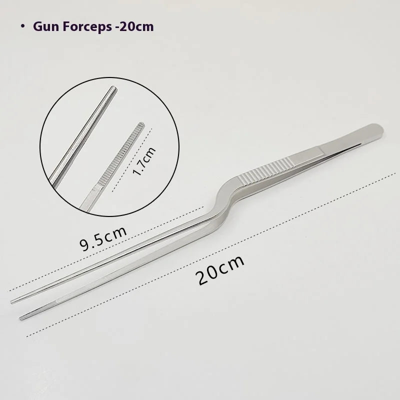 Stainless Steel Gun Forceps Cleaning Ear Nose Throat Elbow Cross Qme c