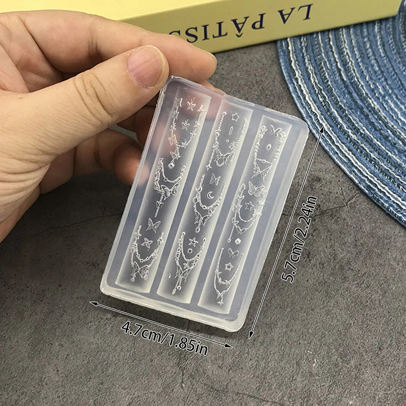 Bowknot Bead Chain Ribbon Nail Art Decorations DIY Design Silicone Qme onesize