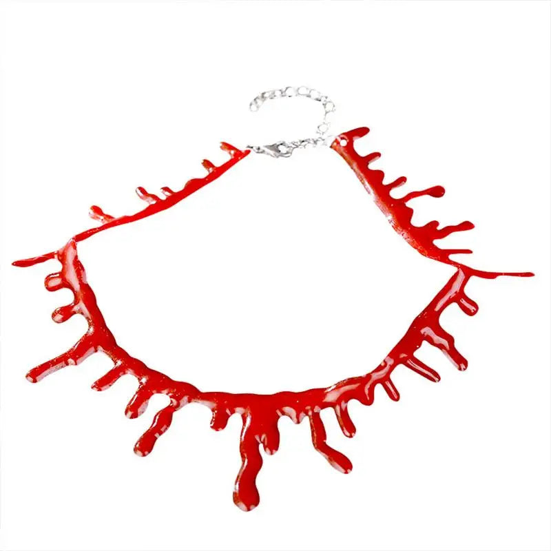 Neo-Gothic Halloween Resin Blood Drop Neck Choker Necklace for Women Creativity Bloodstain on Neck Necklace Jewelry Gift Qme RED-BROWN 45cm