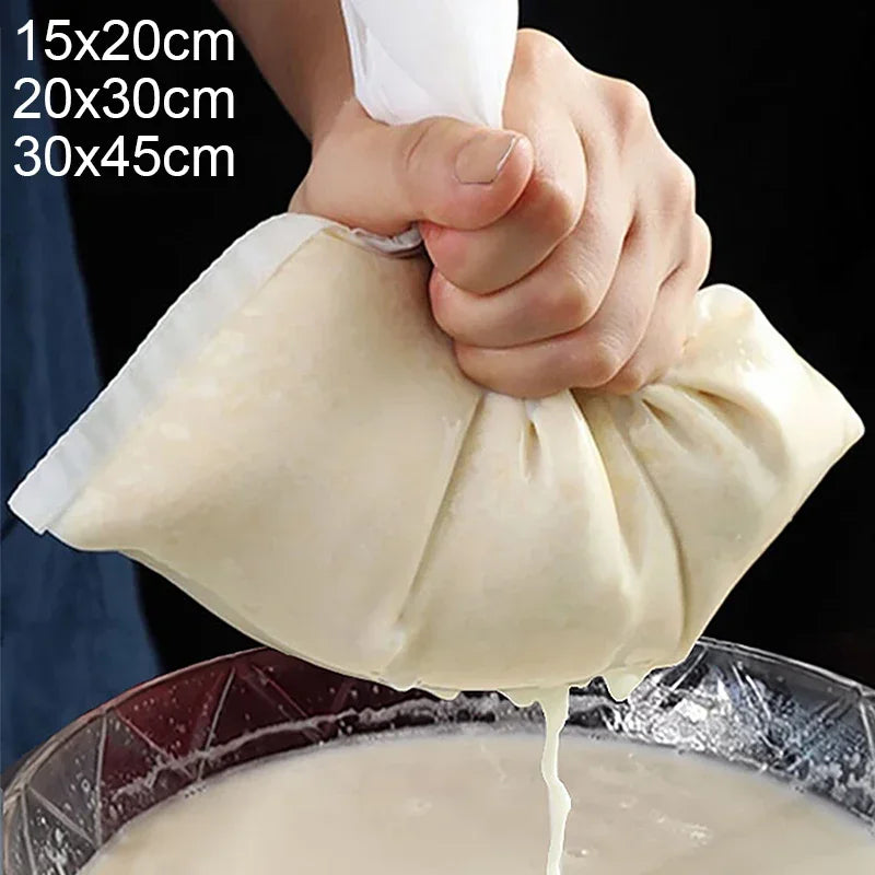 80Mesh Mesh Soy Milk Nylon Filter Bags Nut Yogurt Tea Coffee Oil Food Press Filter Strainers Large Kitchen Filters Bag Reusable Qme