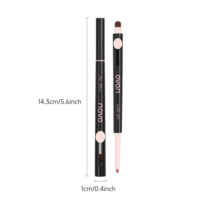 Double-Ended Lip Liner Pen, Lipstick, Long-Lasting Matte Finish, Waterproof, Easy To Apply, No Clumping, Full Coverage Qme