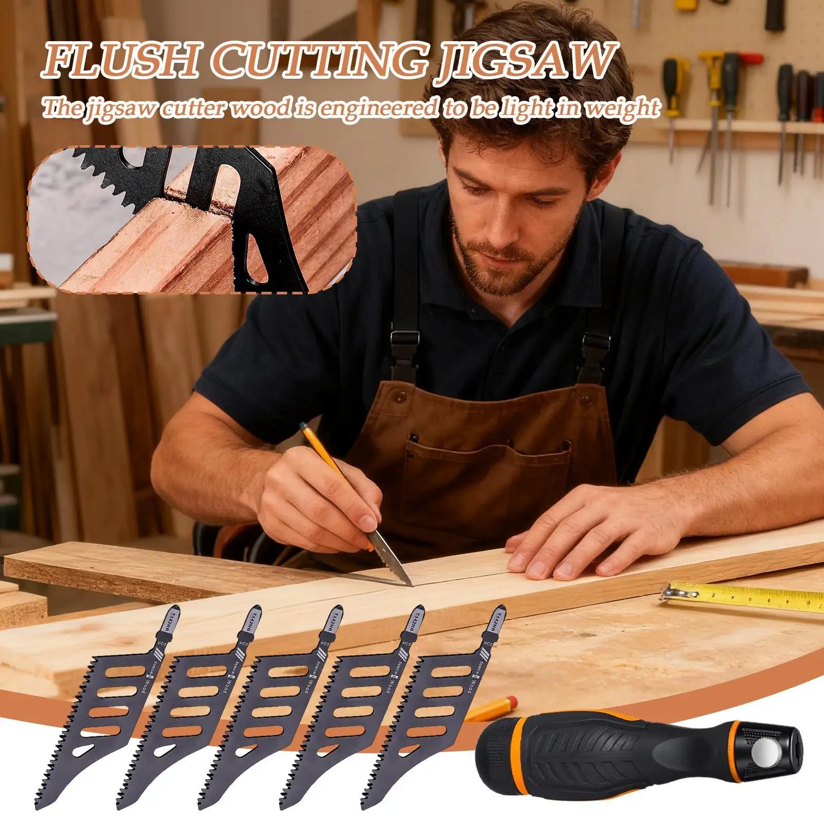 Jigsaw Cutter Wood Grinding Tool With Handle 5pieces Cutting Jigsaw For Carpentry Home Professional Workshop Metalworking Qme