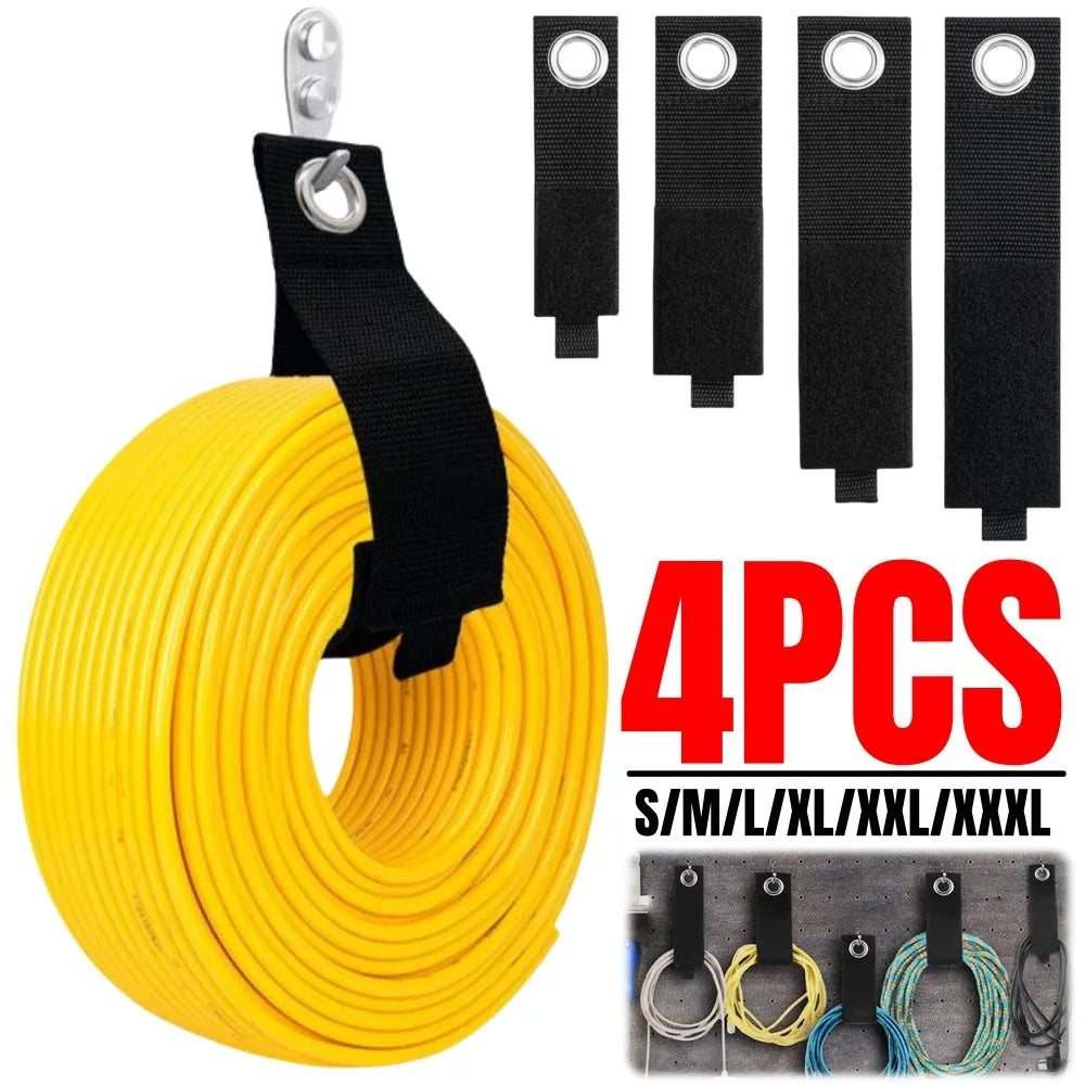 4PCS Heavy-Duty Hose Storage Straps Reusable Power Cord Management Nylon Heavy Cord Extension Cord Storage Organizer Straps Qme
