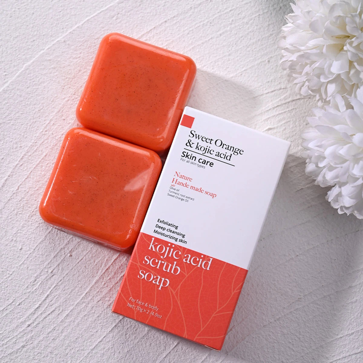 Kojic Acid Scrub Soap Orange Fragrance Body Face Wash Nature Qme
