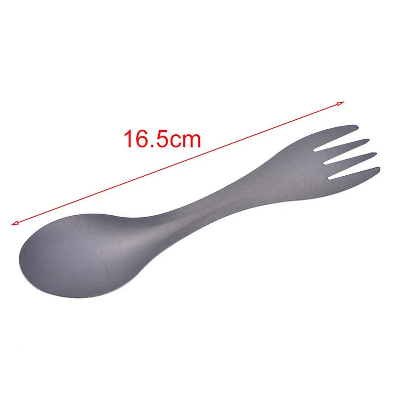 Ultralight Outdoor Camping Titanium Spork Spoon Fork Silver Qme silver