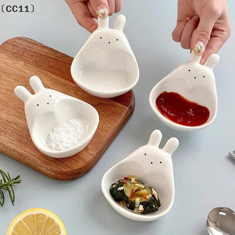 Cute Plastic Goose Rabbit Shaped Dishes Mini Cream Bowls Adorable Qme