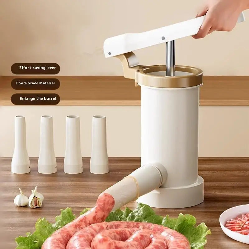 Homemade Sausage Maker With Stuffing Pipe Manual Fast Meat Stuffer Filling Machine Large Capacity Heavy Duty Kitchen Tools. Qme
