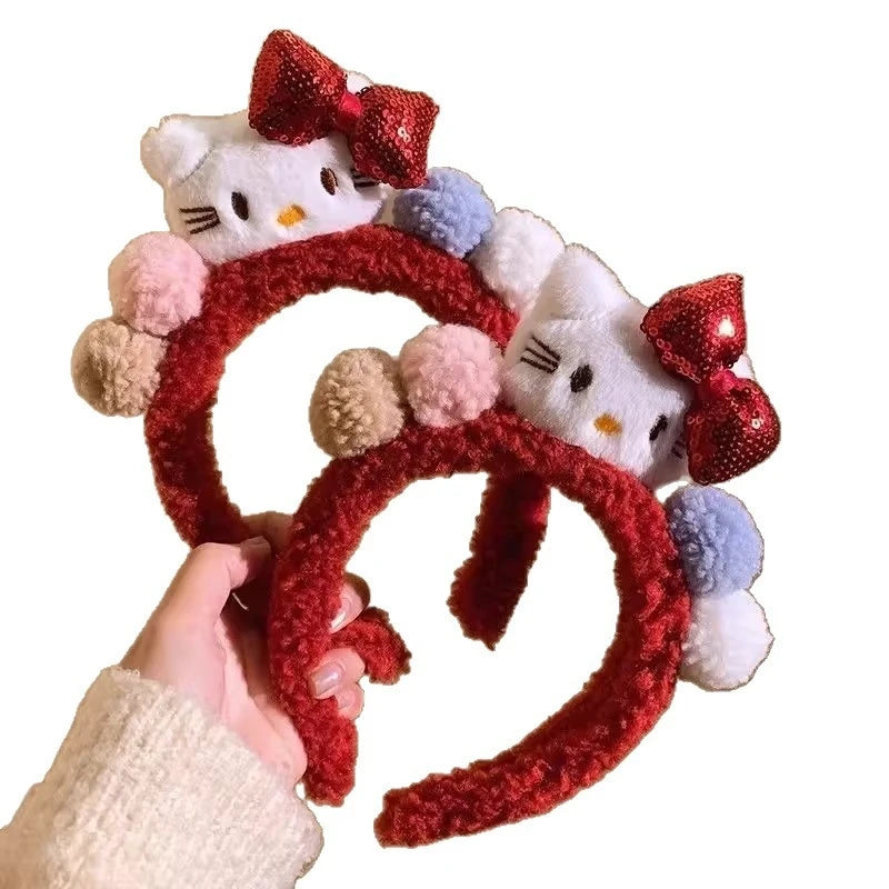 Hello Kitty Sweet Cartoon Headband Cute Bow Versatile Hair Accessory Qme