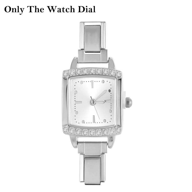 Vintage Square Inlaid Zircon Stainless Steel Watch Bracelet Women's