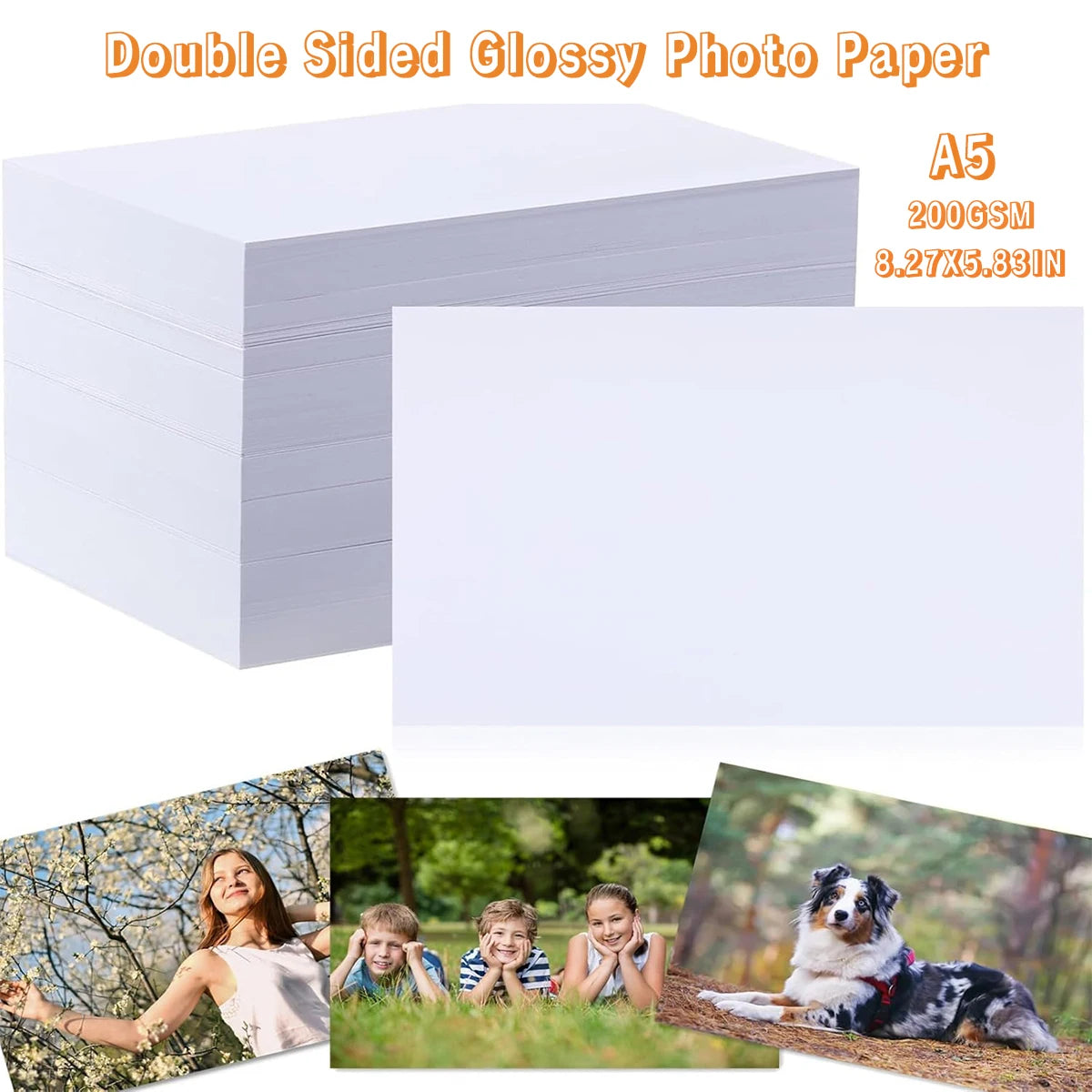 A5 Double Sided Glossy Photo Paper 5.83 x 8.27 Inch Photo Paper Art Paper 200gsm Printer Paper Office Supplies for Inkjet Print Qme