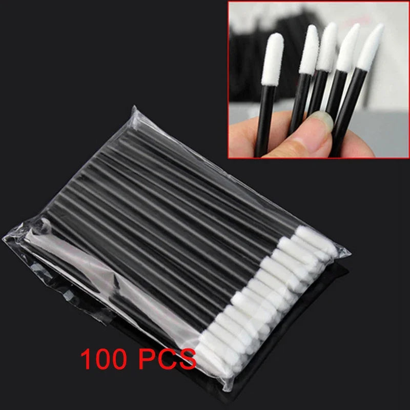 5/50/100Pcs Lip Brushes Disposable Cosmetic Lip Brush Lipstick Lip Glossy Wands Cleaner Applicator Eyeshadow Makeup Brush Tool Qme 100Pcs Black