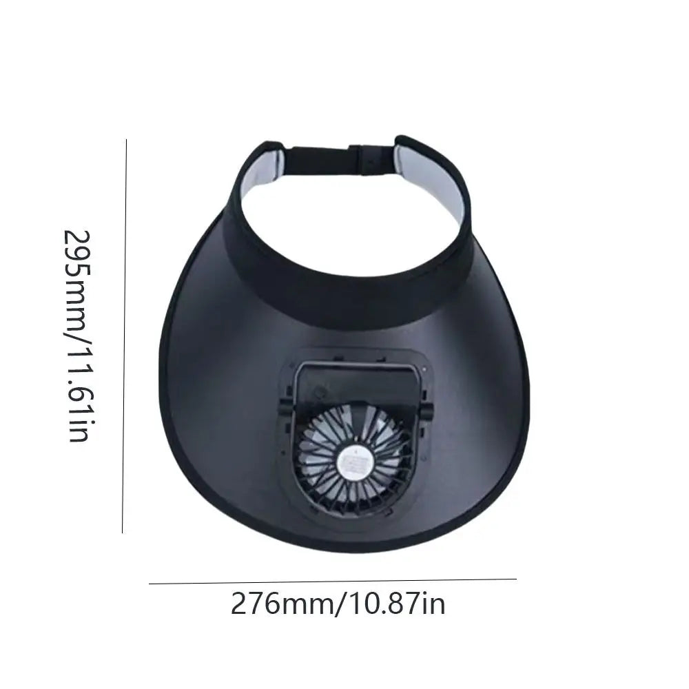 USB Rechargeable Cooling Fan Hat Breathable Large Brim Empty Qme