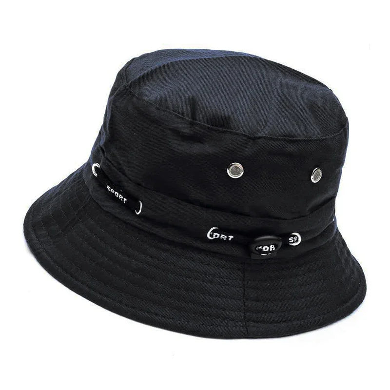 Stringed Bucket Hat Panama Breathable Sun Protection Fisherman Hat for Men Women Girls Summer Travel Sports Hiking Beach Bob Hat Qme BK 55-60cm
