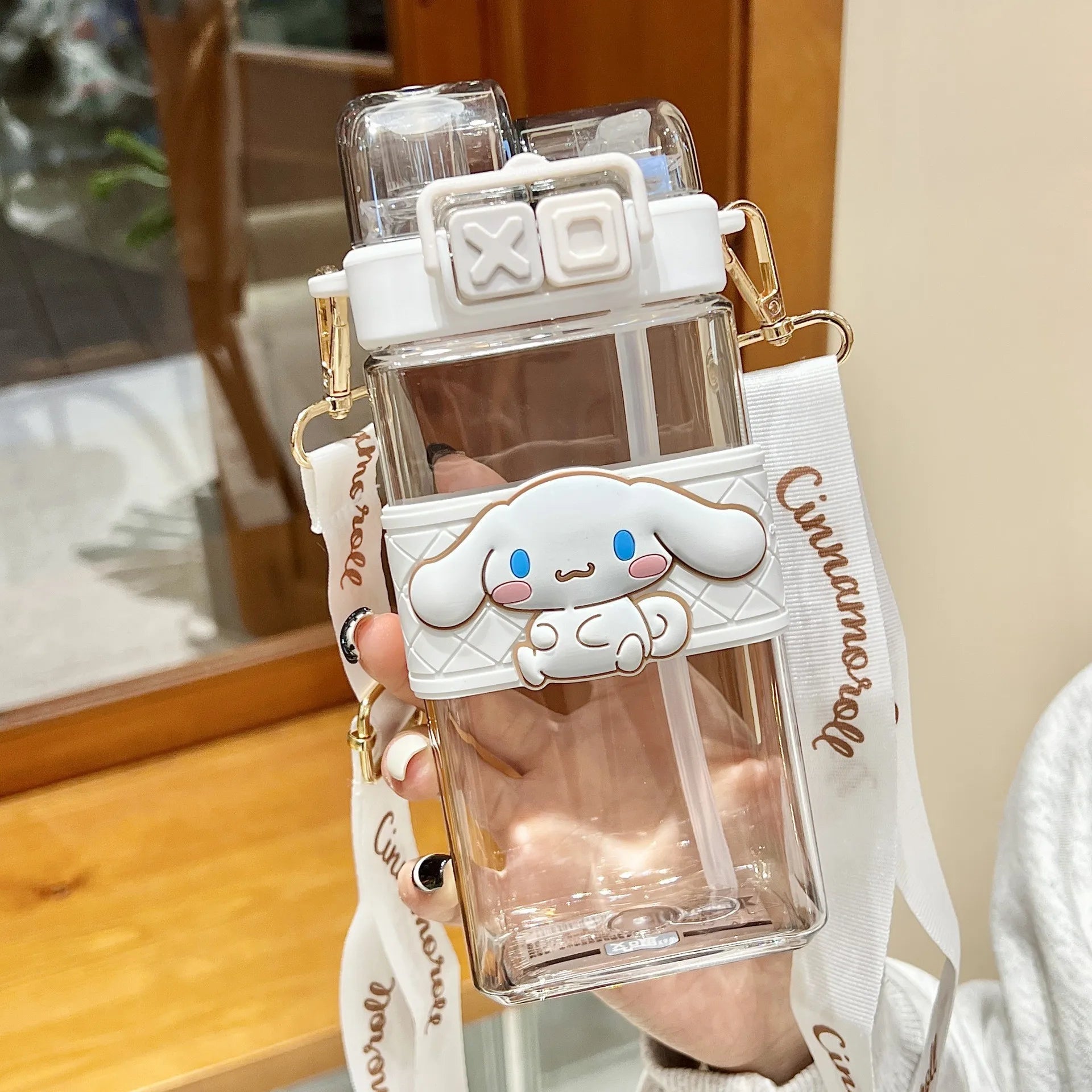 Hello Kitty Kuromi High-Quality Plastic Cup Convenient Carry-Handle Direct-Drink Cup Student & Casual Water Cup Water Bottle Qme 18