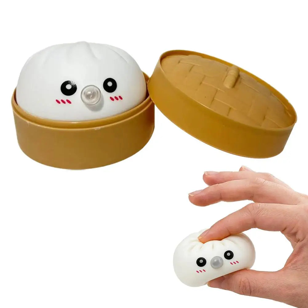 Baozi Decompress Toy Squishy Dumpling Steamer Bun Ornament Slow Qme White