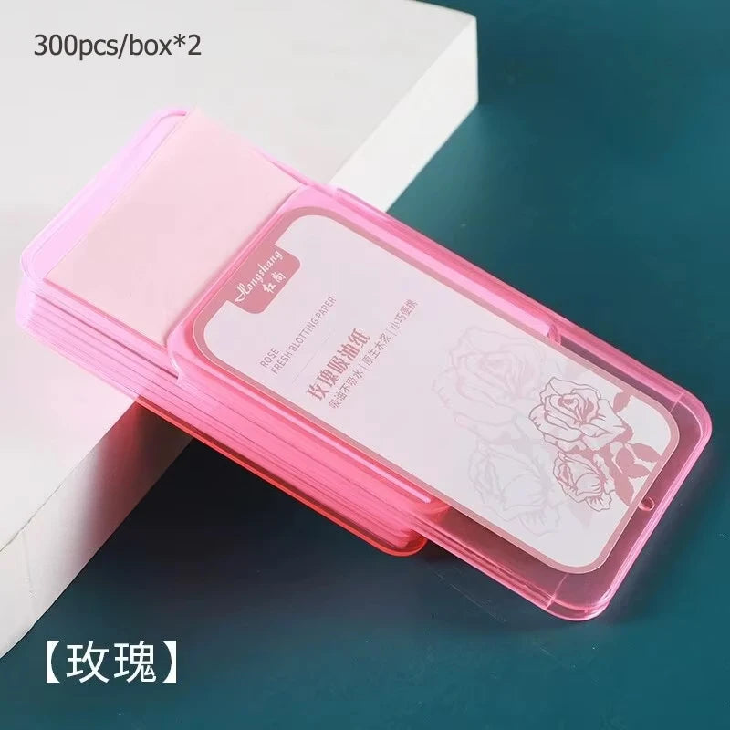 300PcsFace Oil Absorbing Paper Summer Oil Control Wipes Absorbing Sheet Oily Paper Face Cleansing Makeup Tool Face Oil Blotting Qme 2 box 600pcs Rose