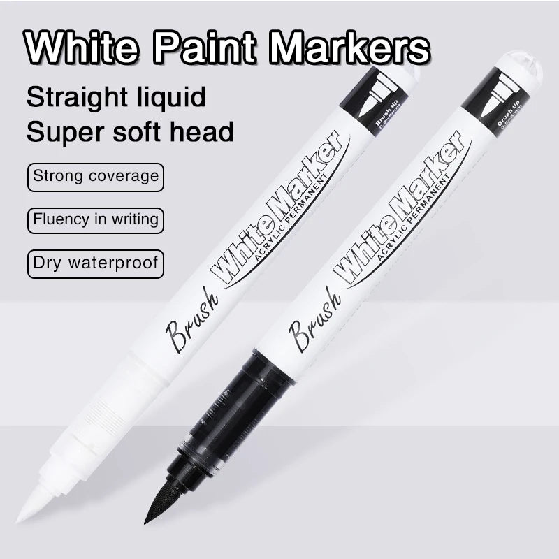 Large Capacity Permanent Black/White Acrylic Paint Pen for Art Supplies, Fabric Paint, Markers for DIY Art Qme