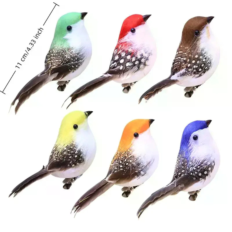 3/6Pcs 3D Fake Craft Birds Artificial Foam Feathers Birds Birthday Party Decorations Home Garden Wedding Decoration Qme