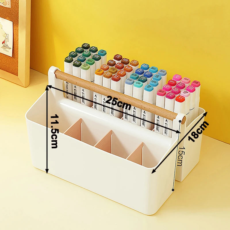 Large Capacity Multifunctional Storage Holder School Office Portable Pen Holder Storage Box Desktop Sundries Storage Basket Qme A4