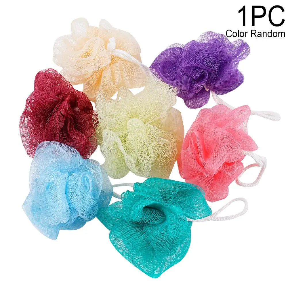 Mesh Bath Sponge Balls Soft Shower Foaming Body Scrub Exfoliating Qme random color 1pcs