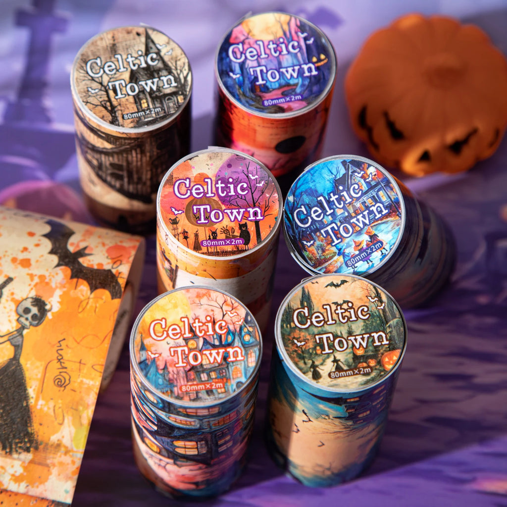 1Roll Halloween Gothic Dark Magic Washi Tape for Scrapbooking DIY, Collage Supplies, Phone Case Notebook Decoration Qme