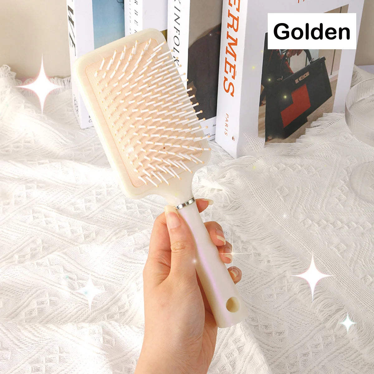 Cute Mermaid Hair Comb Household Cushion Women's Long Curling Qme Light gold