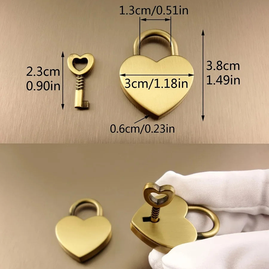 1pc Heart-Shaped Metal Padlock with Key - Polished Finish Love Lock for Luggage & Bag Accessory, Zinc Alloy Tool Lock Qme
