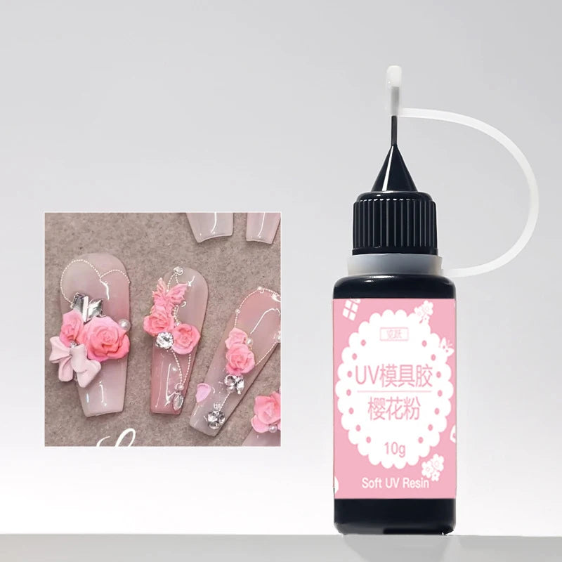 Carved Gel Nail Mold UV Crystal Glue Translucent 3D Acrylic Tool Qme Pink