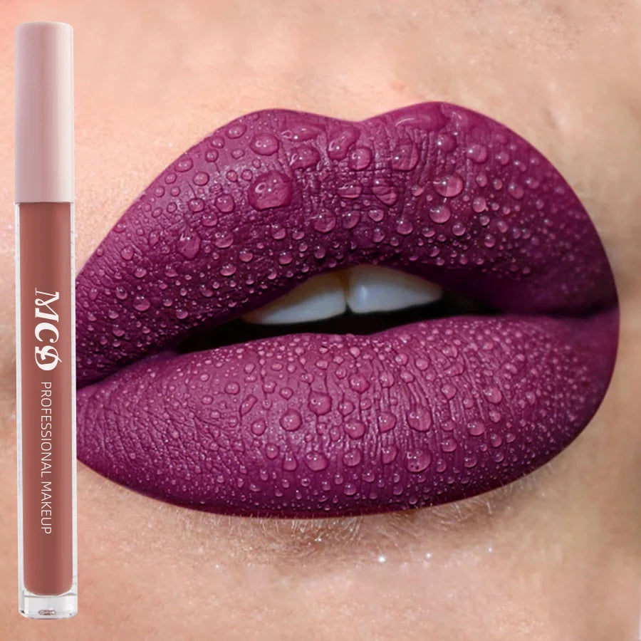 Dark Brown Matte Velvet Lip Gloss Waterproof Liquid Lipstick Nude Qme