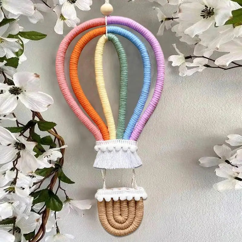 Rainbow Wall Pendant Air Balloon Hanging Tassels Woven Handmade Boho Qme