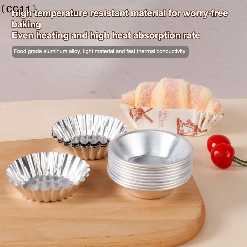 Reusable Non-stick Egg Tart Mold Aluminum Alloy Flower Round Shape Qme