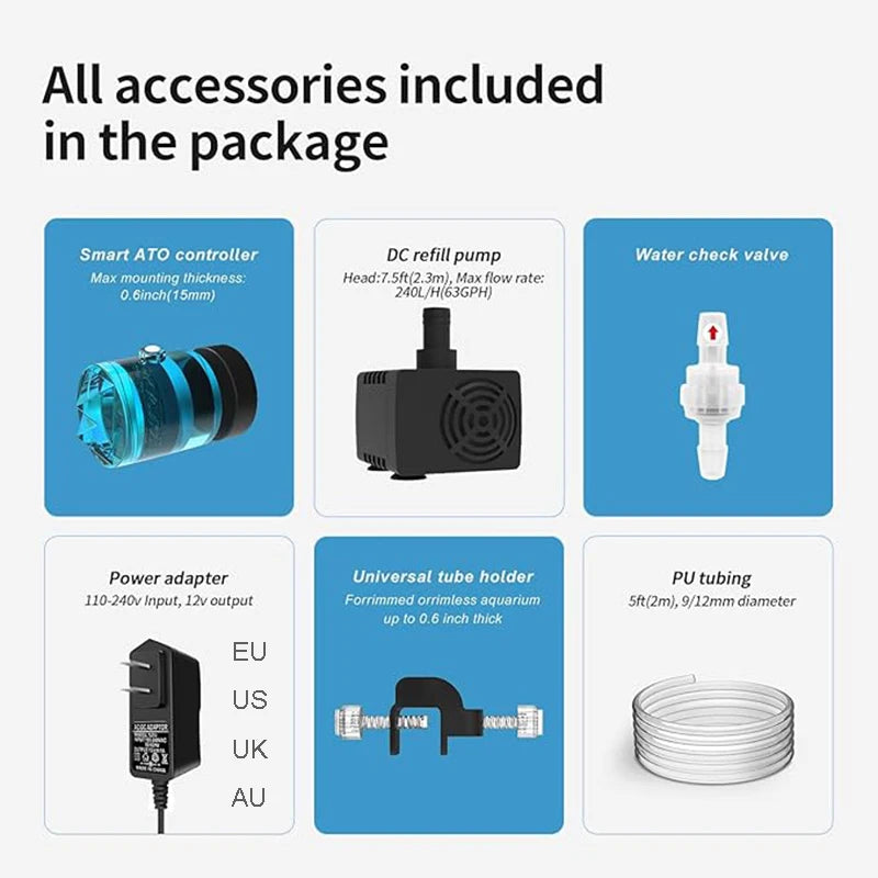 Fzone Aquarium ATO380 Auto Top Off Refilling System Fish Tanks Automatic Micro Water Pump Accessories Equipment 12v Goods Qme