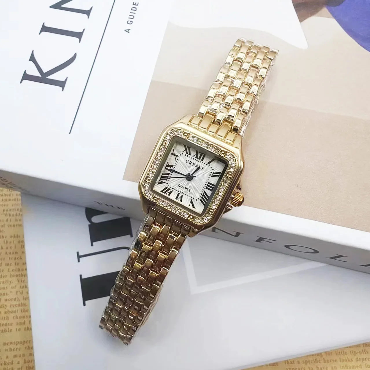 Luxury Fashion Square Women's Watches Brand Ladies Quartz Wristwatch Classic Silver Simple Femme Steel Band relogio feminino Qme gold have diamond