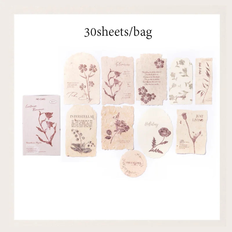 30 Sheets Sticker Pack Embossed Matchbox Style Scrapbooking Stickers for DIY Planner Journal Notebook Phone Case Decoration Qme 6