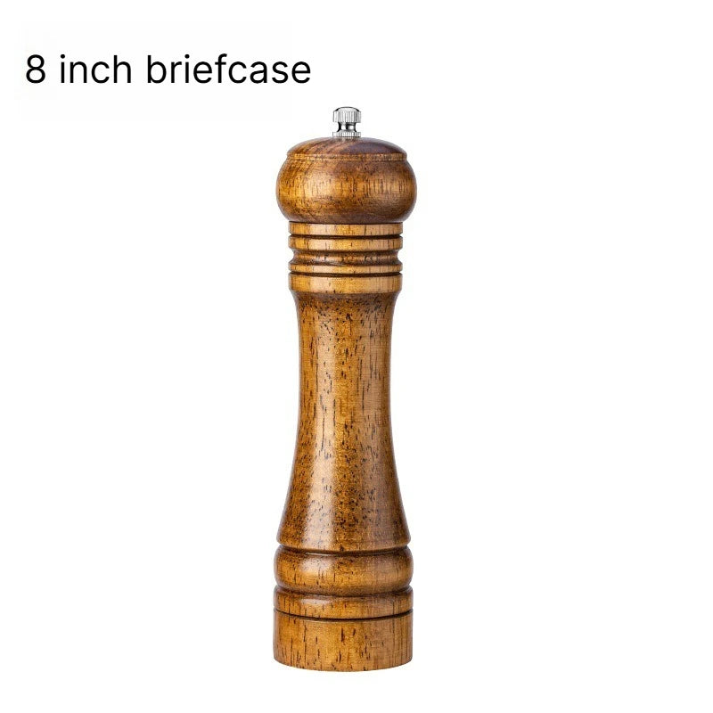 A 5 8 10 Inch Manual Oak Spice Grinder Bottle, Pepper Zanthoxylum Mill, Household Fresh Ground Pepper Seasoning Container Qme