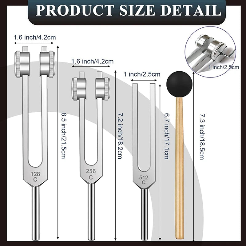 Tuning Forks Set-128 Hz, 256 Hz, 512 Hz,Tuning Forks Perfect For Healing,Chakra,Sound Therapy,Keep Body, Mind And Spirit Qme