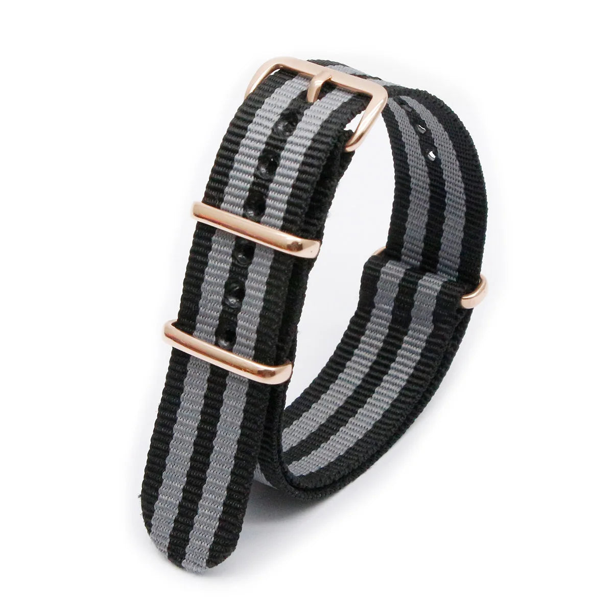 Luxury Nylon Watch Band Rose Gold Metal Buckle Durable Sweatproof Watch Strap 18/20/22/24MM Fashion Wristband For Men Women Qme 3Black 2Grey 18mm