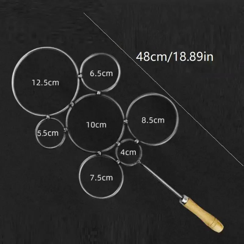 Iron Ring Scalding Bottle Cutter Vases Bottle Remake Tool Round 7 Ring Design Hand And Anti-Scald And Anti Rust With Wooden Hand Qme