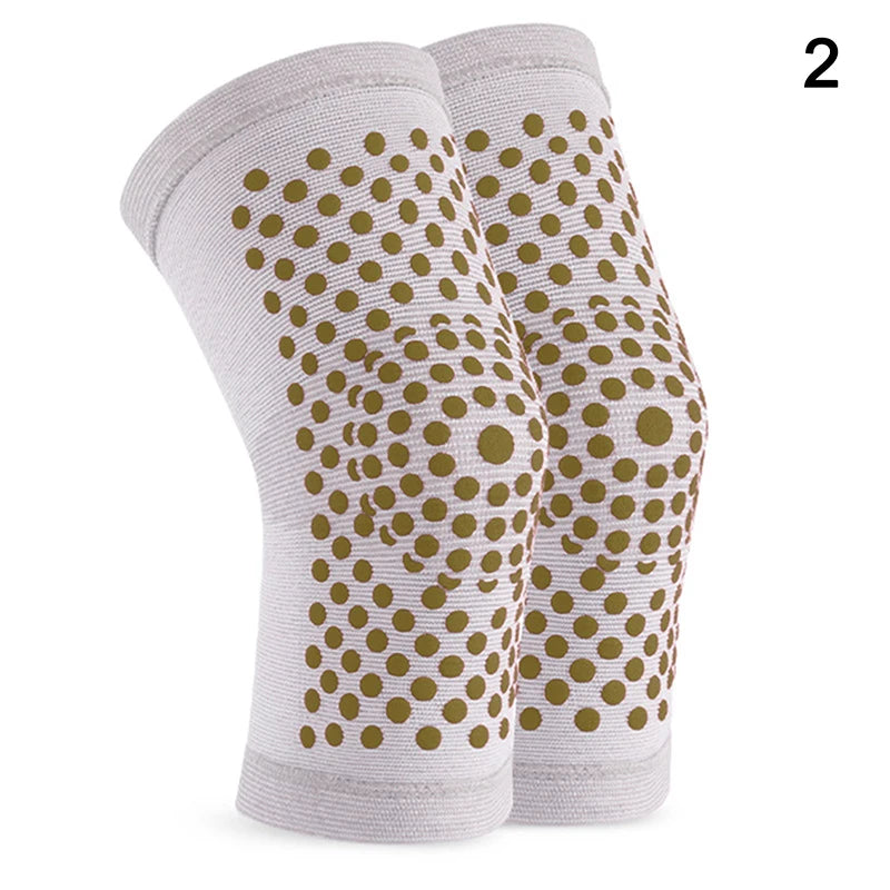 One Pair Self-heating Wormwood Knee Braces Warm Support Soothing Qme Gray