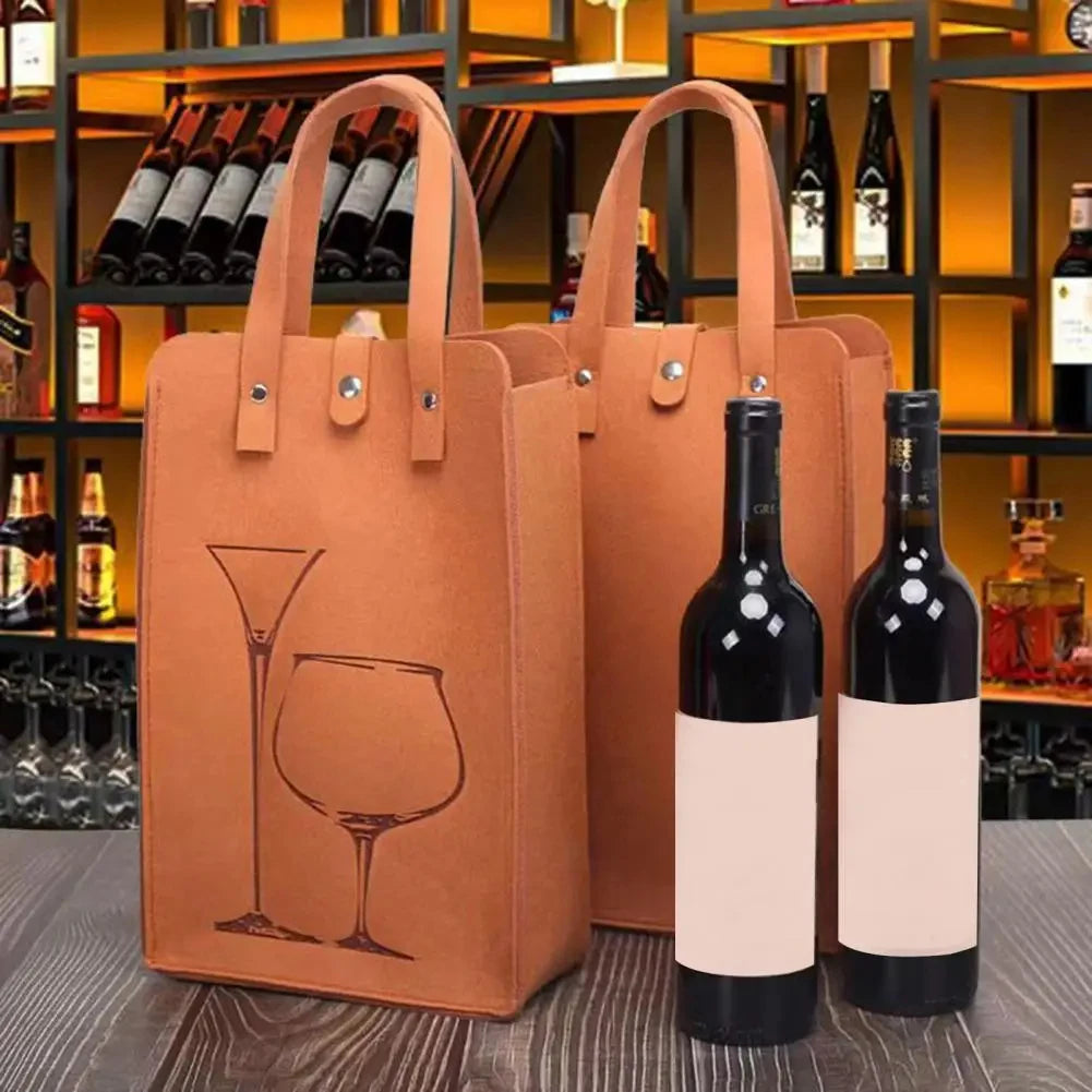 Felt Wine Bottle Bag Double Bottles Great Load Bearing Handheld Beverage Packaging Handbag Gift Wrap Storage Pouch Wine Tote Bag Qme