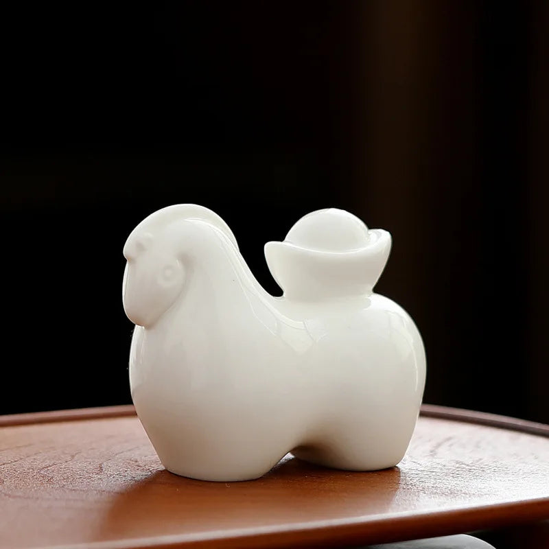 Suet Jade Porcelain Chinese Lucky Tangma Ceramics Money Soon Tea Pet Qme WHITE