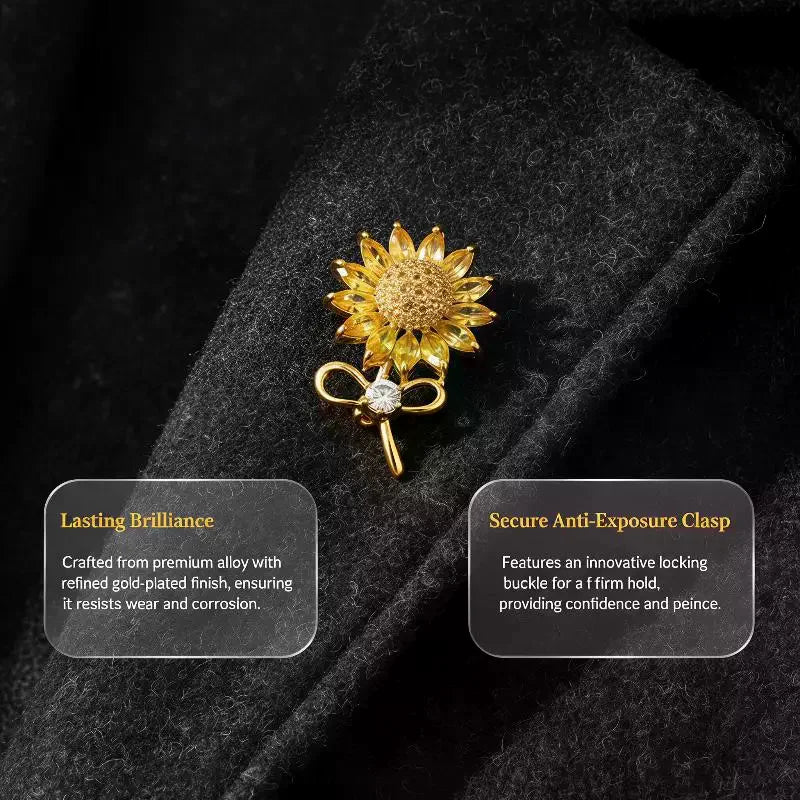 Sunflower Brooch Women's Pastoral Style - Handmade Sunny Fresh Flower Pin for Clothing Qme