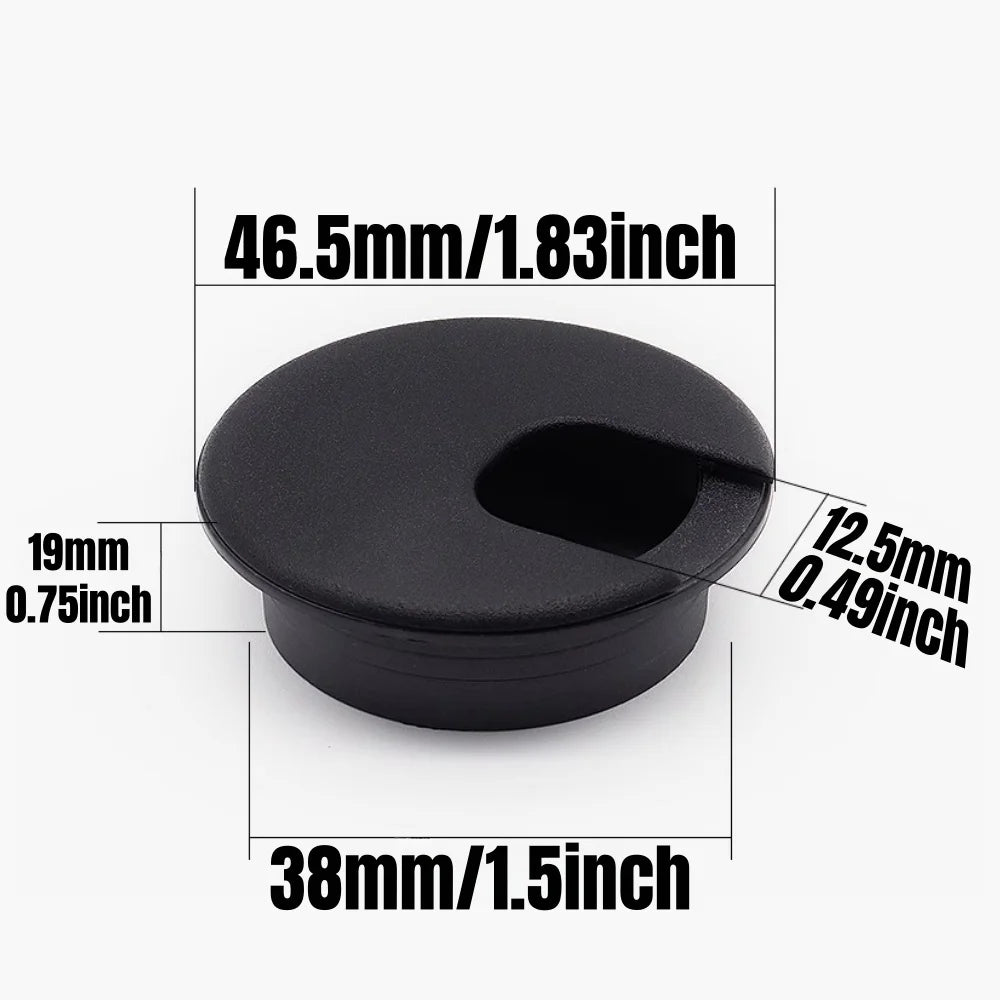 Plastic Wire Hole Cover 1.5/2/2.5 Inch Table Outlet Cable Passing Threading Box Cover Round Office Furniture Desk Organizer Qme Black 1.5 Inch