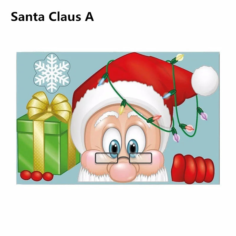 Snowflake Santa Elk Christmas Colorful Static Glass Sticker Window Home Decoration Qme Santa Claus A