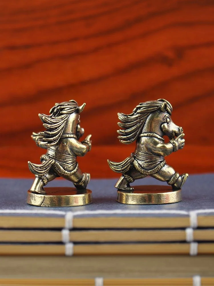 2026 Antique Brass War Horse Desk De Decoration Chinese Year Zodiac Qme